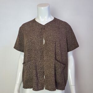 Vintage Brown Floral Blouse Cardigan